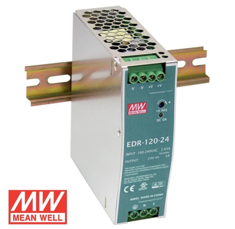 Alimentation Secteur 24V 5A 120W MEAN WELL EDR-120-24 - Pour Rail DIN - Neuf