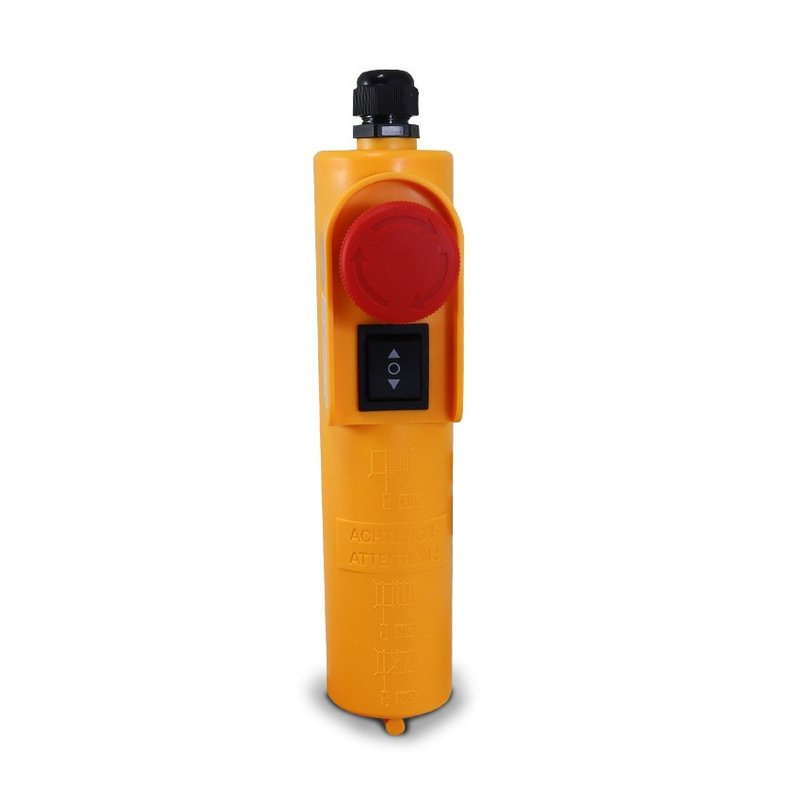 produto sibratec cca botoeira industrial cob21 com chave gangorra 3 posicoes 2 polos 16a 250vca mais emergencia com capacitor 40uf 450v 1
